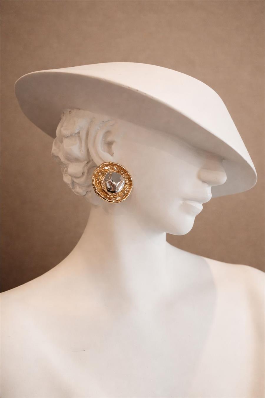 Judy Geometrik Formlu Heykelsi Round Küpe